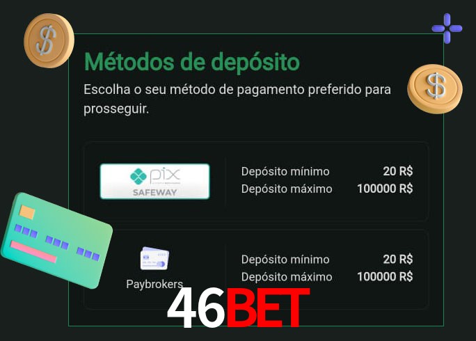 O cassino 46Bet oferece uma grande variedade de métodos de pagamento